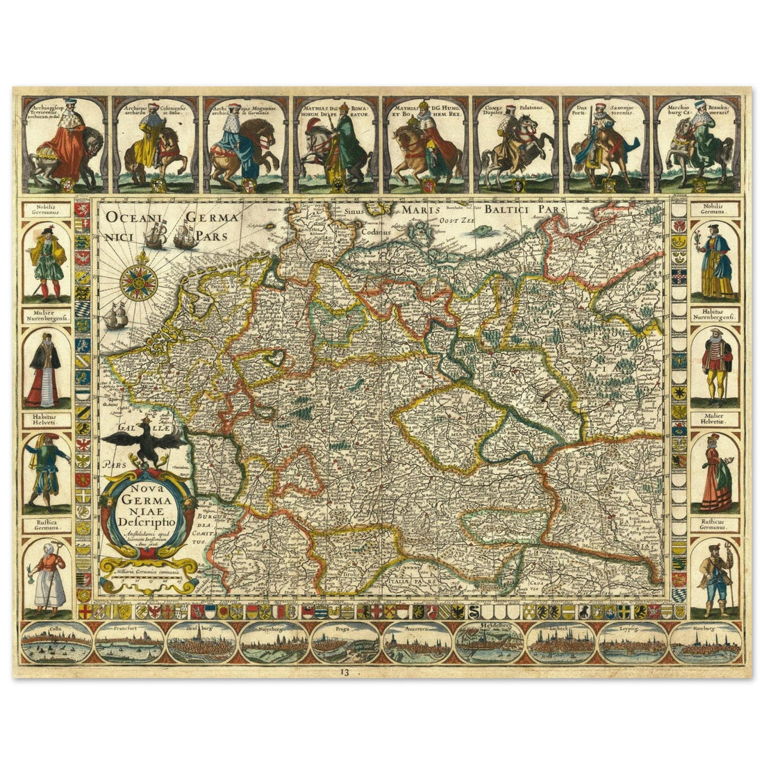 The Holy Roman Empire ancient map by Jan Jansson . Nova Germaniae Descriptio .