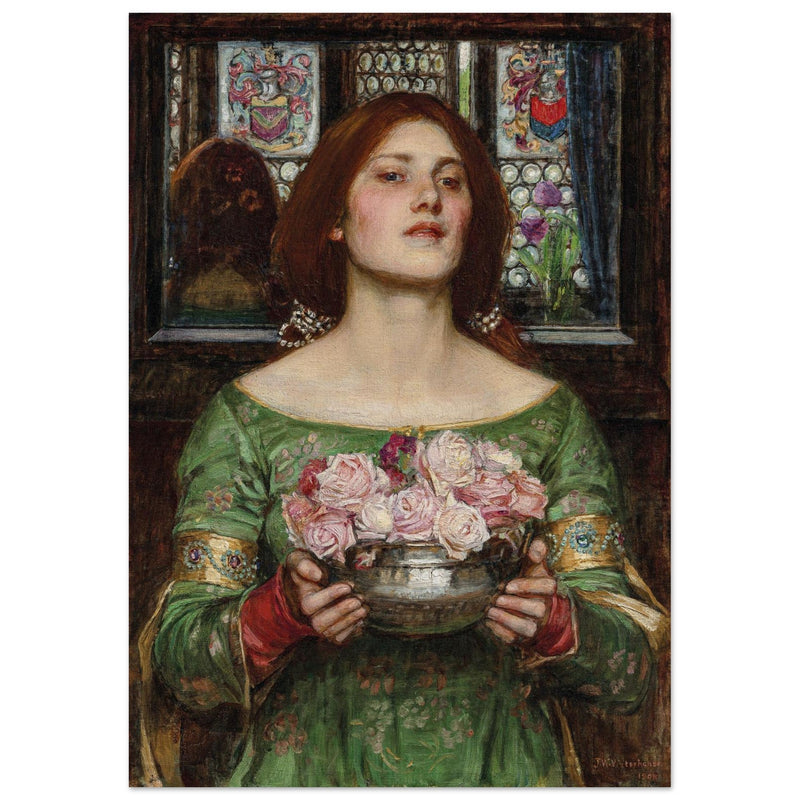 John William Waterhouse painting Gather Ye Rosebuds While Ye May