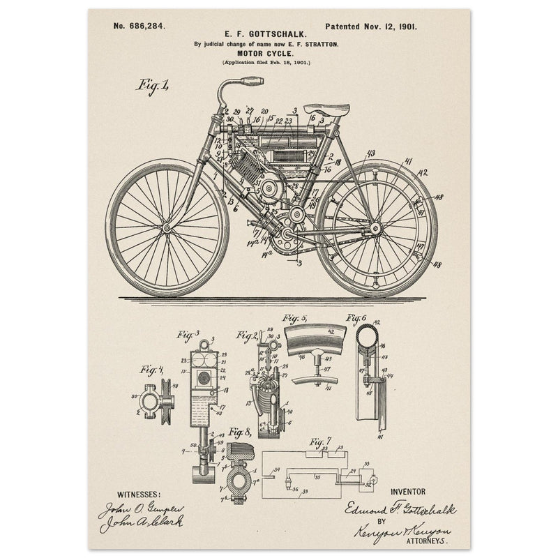 Motorcycle old patent 686284 by Gottschalk