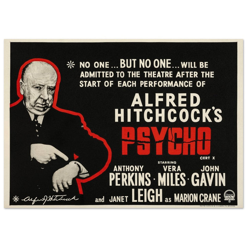 Psycho by Alfred Hitchcok's movie poster.