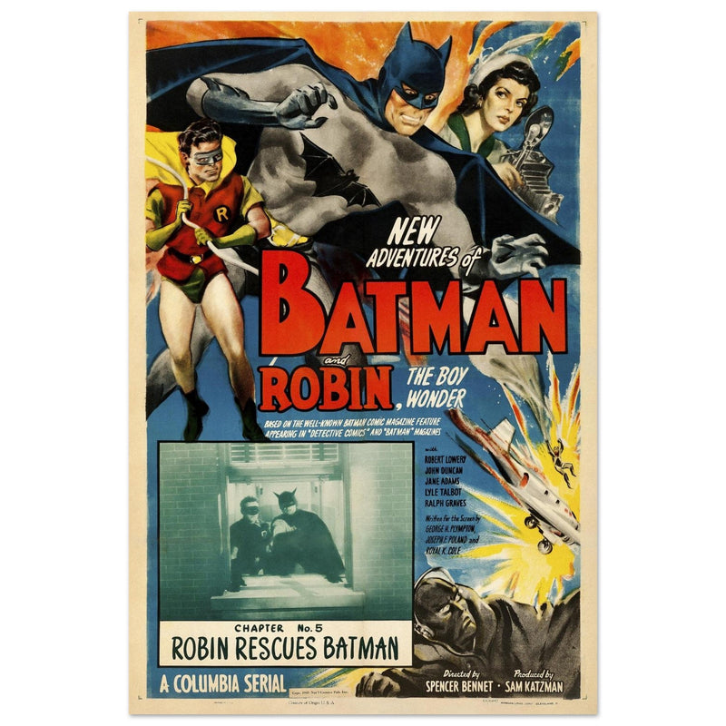The New Adventures of Batman and Robin vintage movie poster  1949.