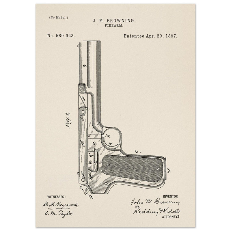 Firearm mechanism patent by John M. Browning.