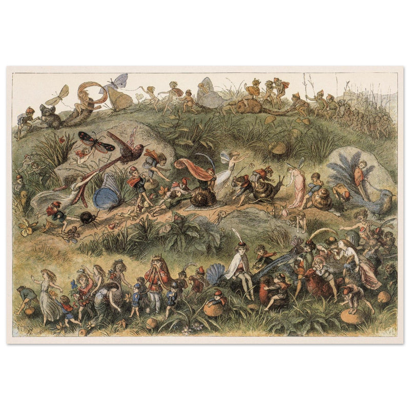 Richard Doyle fantasy illustration part Fairyland book. Triumphal march of the Elf king.