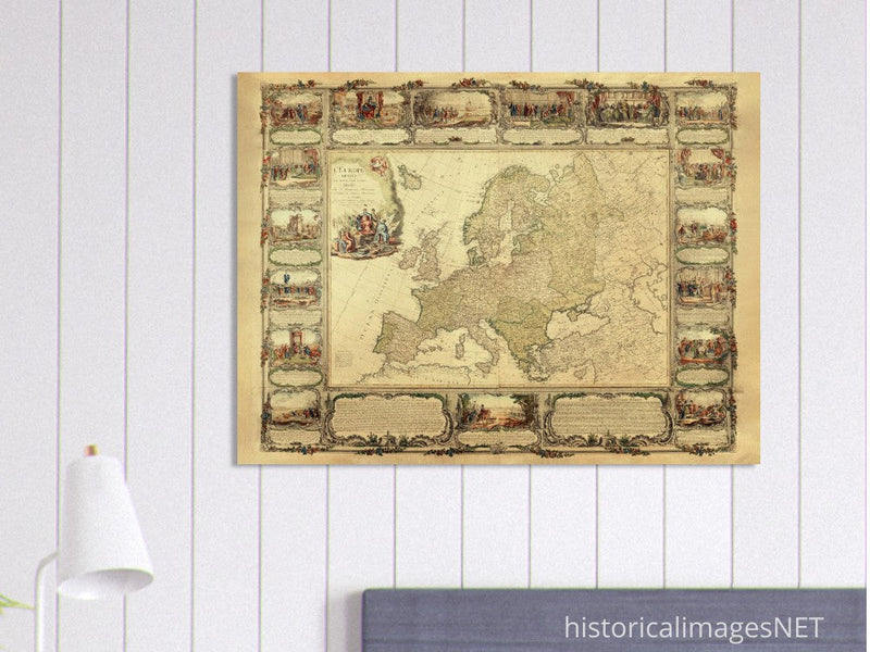 Ancient old map of Europe.  of antique illustrated european map. . XVIII Century
