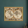 Ancient world map. Beautiful illustrated double sphere cartography of the XVIII Century by Frederick de Wit