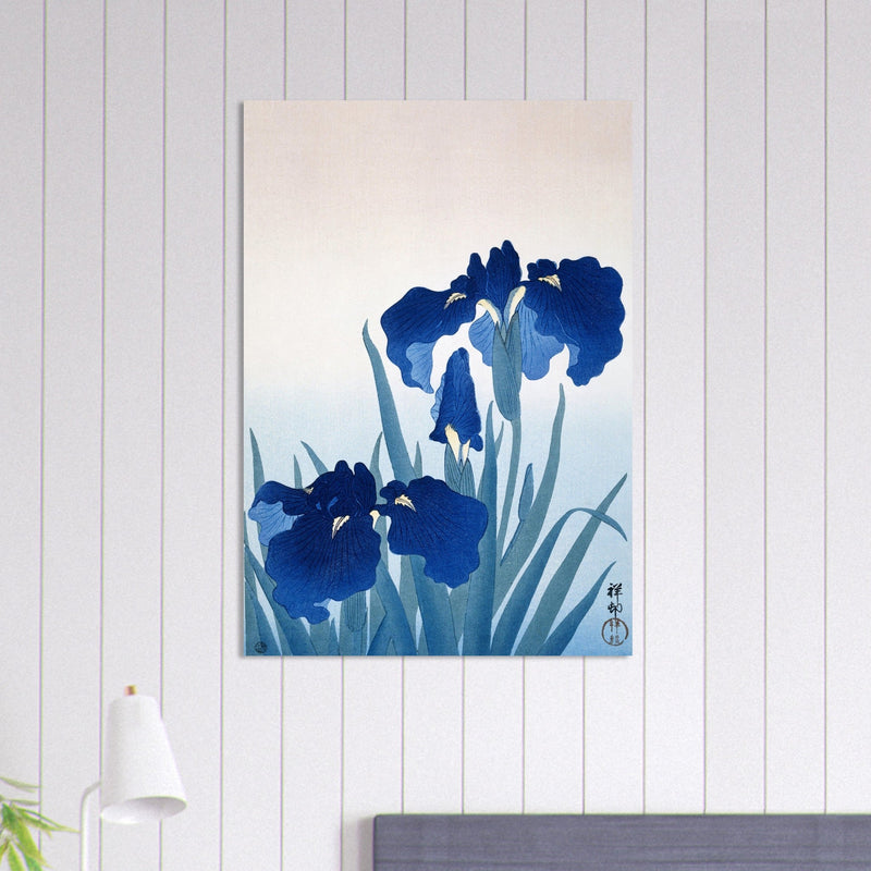 Irises by Ohara Koson Beautiful blue flowers woodblock painting in an