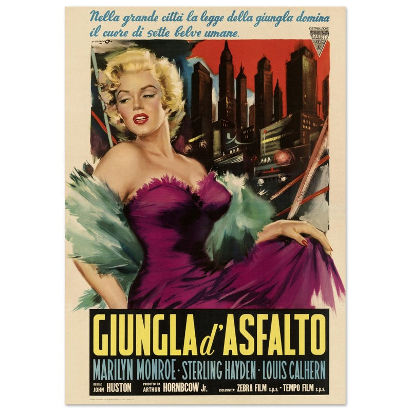 Giungla d' Asfalto ( The Asphalt Jungle ) historic italian movie poster reproduction.