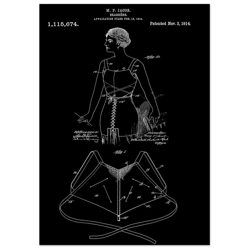 Brassiere patent drawing by M P Jacob.