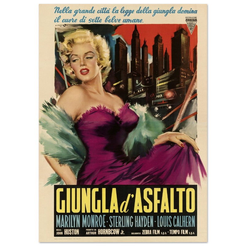 Giungla d' Asfalto ( The Asphalt Jungle ) historic italian movie poster reproduction.