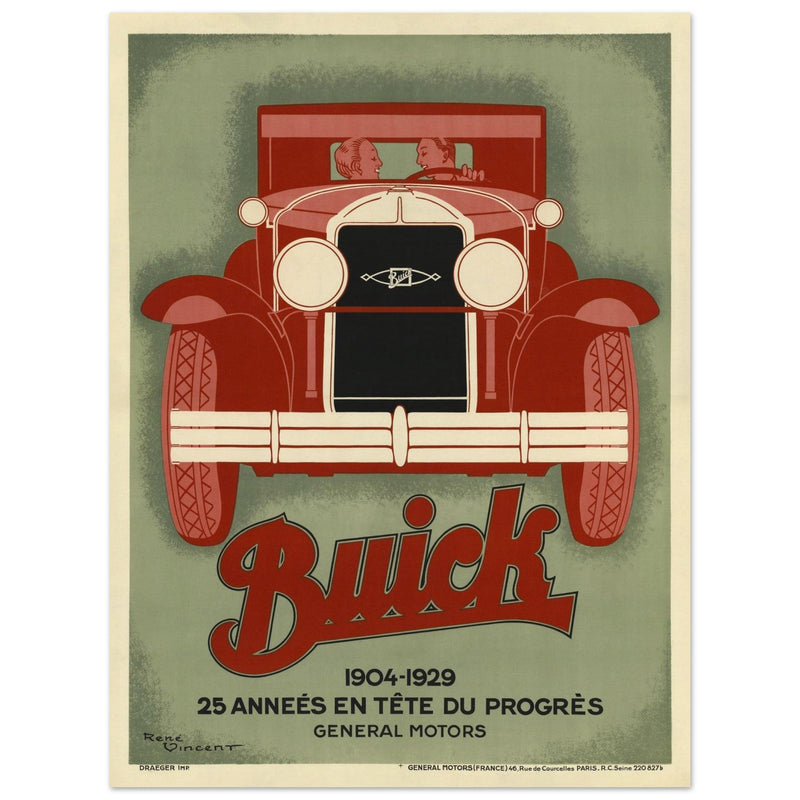 Buick 1904 - 1929 25 années en tete du progres vintage poster by Vincent René.