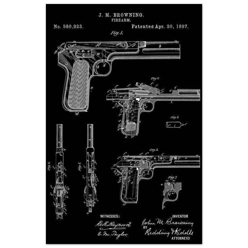 Firearm patent by John Moses Browning 1897 .