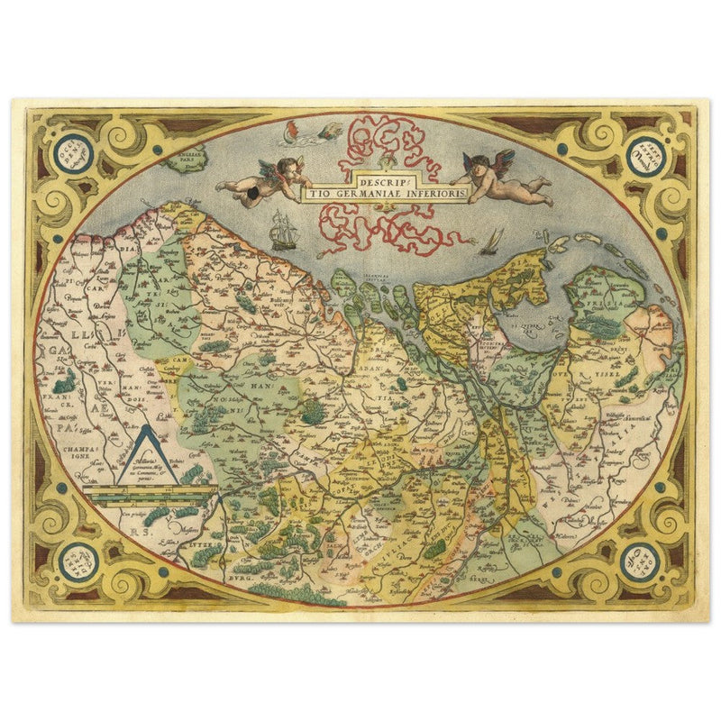 Ancient map of the Low countries ( Belgium, Netherlands and Luxembourg ) by Ortelius.