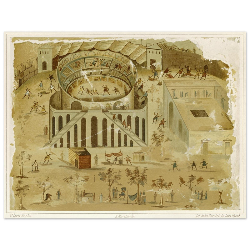 Pompeii circus games engravings by Fausto and Felice Niccolini.