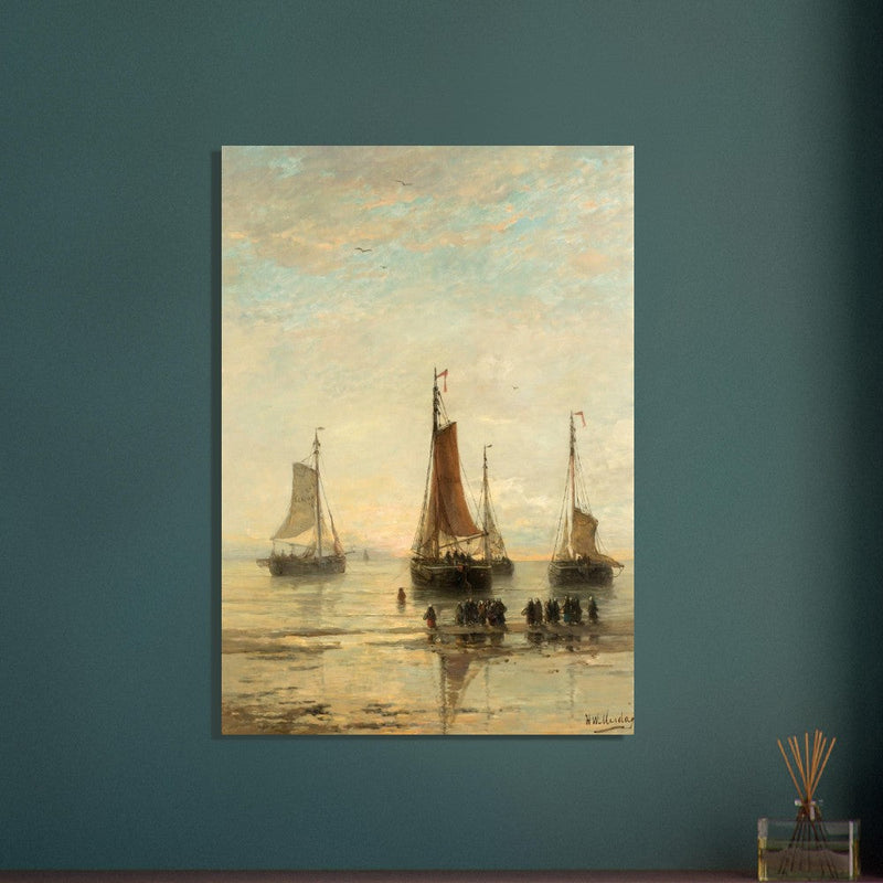 Hendrik Willem Mesdag Bluff-Bowed Scheveningen Boats at Anchor.
