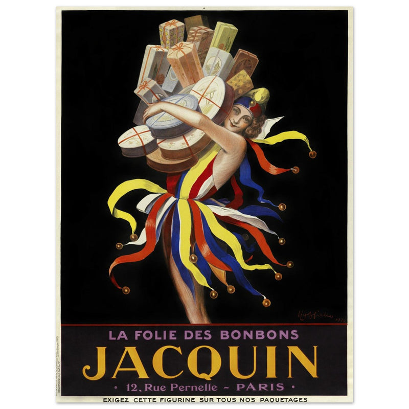 La Folie des Bonbons Jacquin THe jester of bonbons vintage advertising by Leonetto Cappiello.