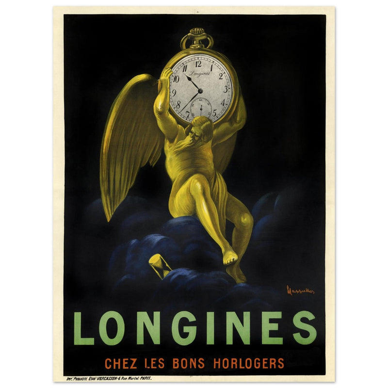 Longines pocket watch advertising vintage poster by Leonetto Cappiello.