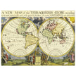 Ancient vintage world map by Edward Wells. Double hemisphere cartography.