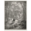 Gustave Dore depiction of knight Don Quixote riding in the countryside in one of his adventures.