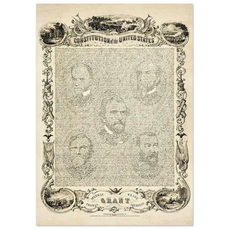 The Constitution of the United States of America vintage poster of 1865.