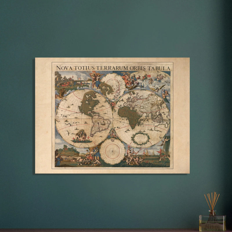 Ancient world map poster 17th century Nova Totius Terrarum Orbis Tabula