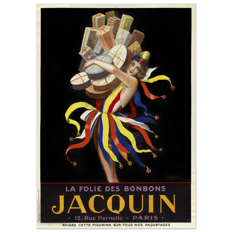La Folie des Bonbons Jacquin THe jester of bonbons vintage advertising by Leonetto Cappiello.