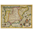 Ancient Spain and Portugal map. Iberian Peninsula cartography by Henricus Hondius.