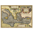 Ancient map of Europe and Asia tracing the sea route to Troy across the Mediterranean sea by Abraham Ortelius