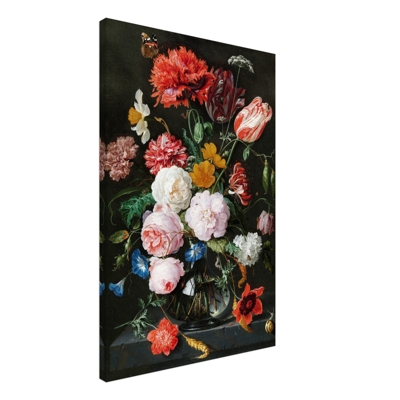 Flowers in a Glass Vase by Jan Davidsz. de Heem XVII Century Canvas reproduction