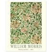 William Morris art print Honeysuckle wallpaper. Vintage flower and leaves poster.
