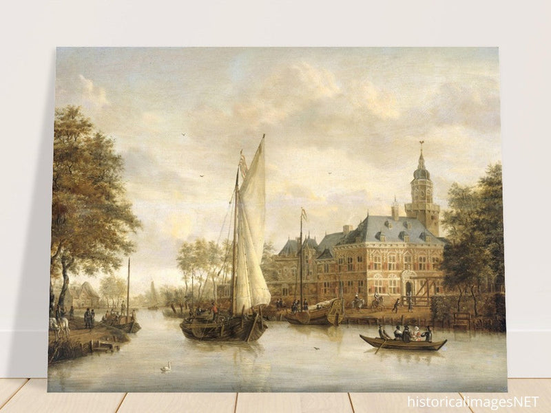 Jacobus Storck Nijenrode Castle on the Vecht near Breukelen. Antique old marine painting.  artwork