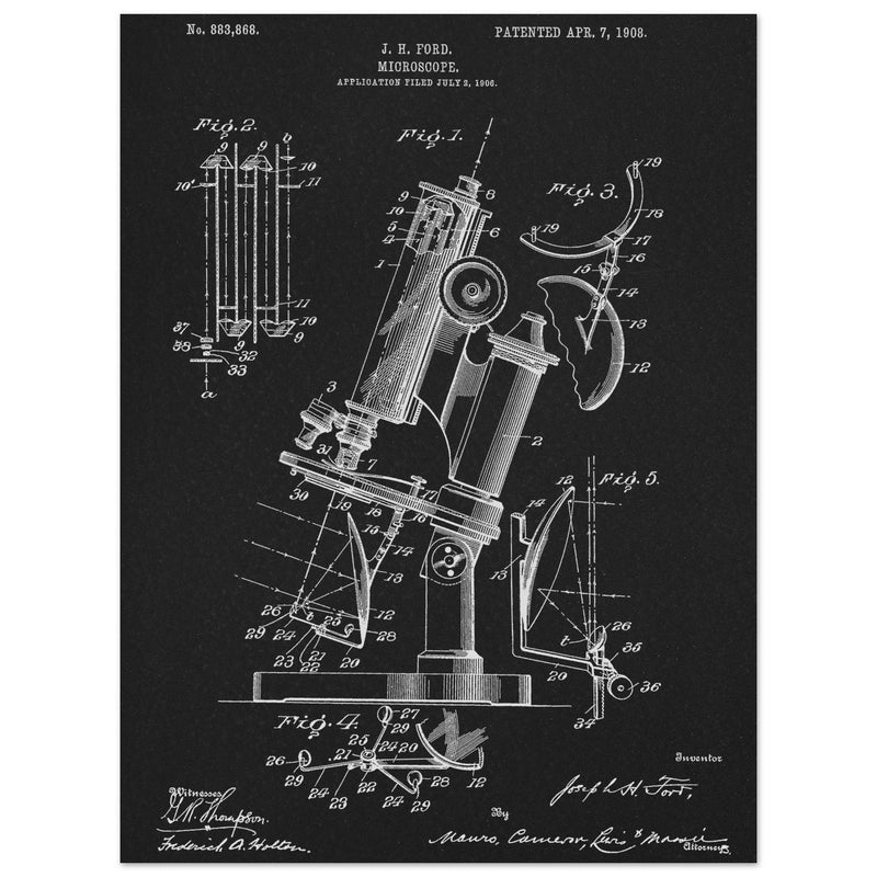 vintage microscope patent by J H Ford.