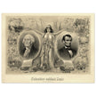 Abraham Lincoln and George Washington. Columbia's noblest sons engraving