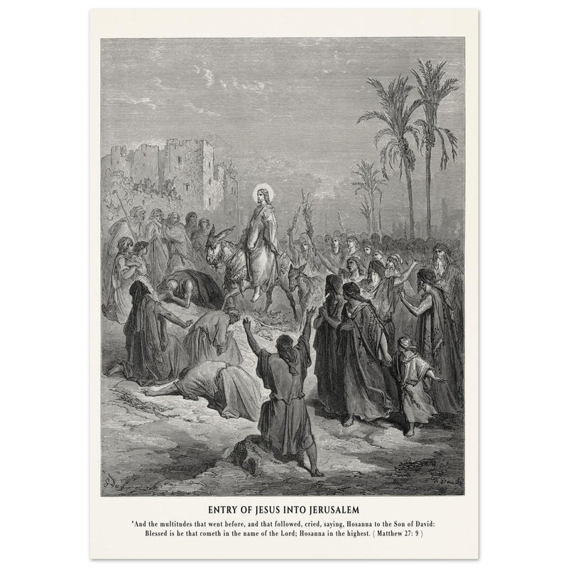 Gustave Dore The Bible engraving print . Entry of Jesus into Jerusalem .