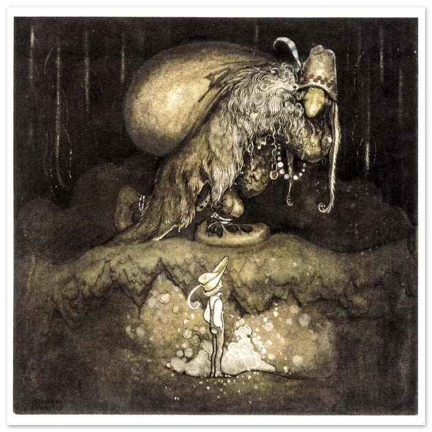 John Bauer illustration for the fairy tale The Boy and the trolls by Walter Stenstrom.