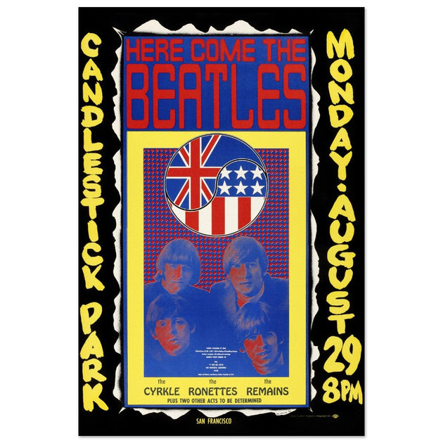 The Beatles concert poster reproduction. Final Concert at Candlestick Park in 1966.