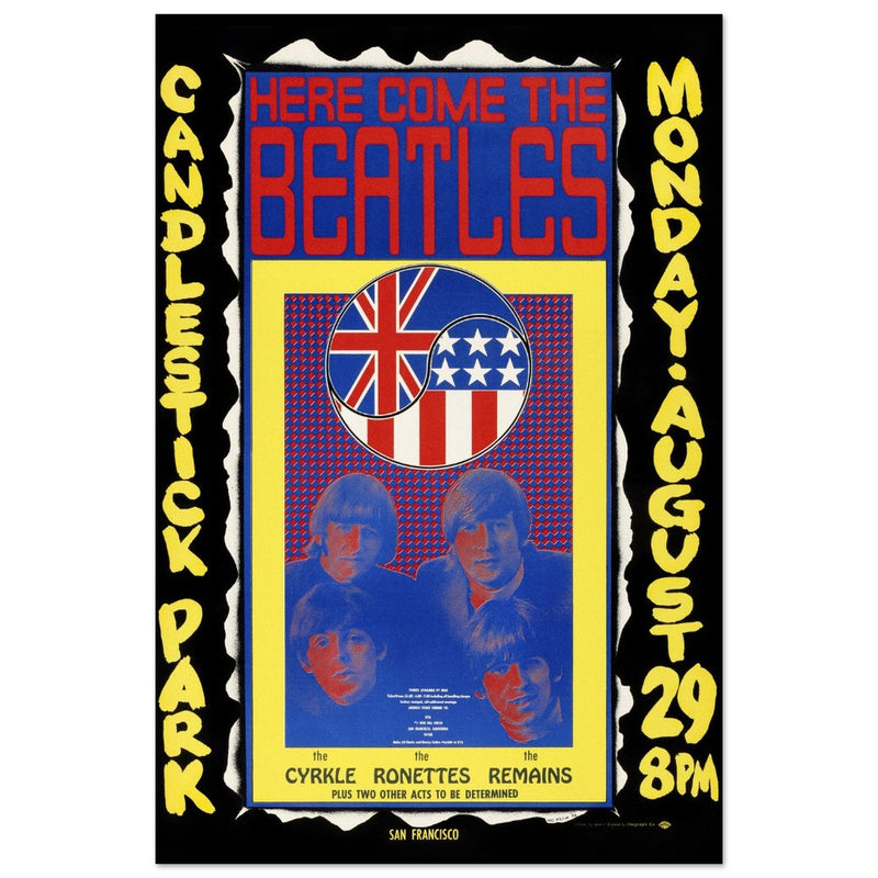 The Beatles concert poster reproduction. Final Concert at Candlestick Park in 1966.