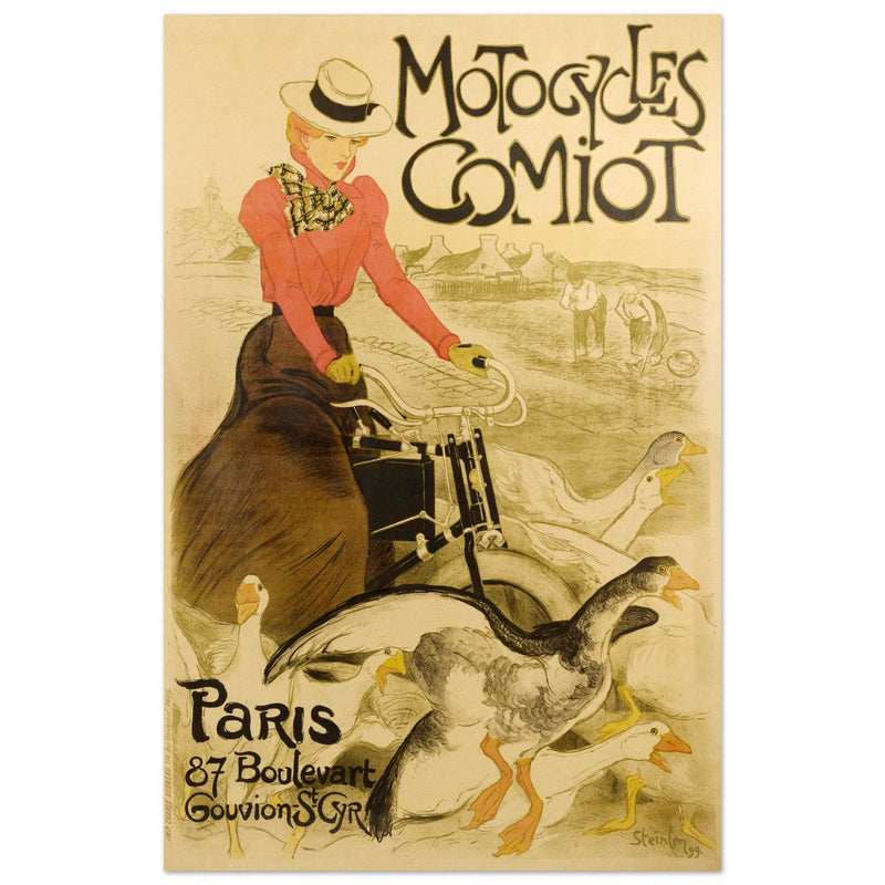 Theophile Steinlen print for Comio Cycles. Art Nouveau bicycle advertising poster. decoration.