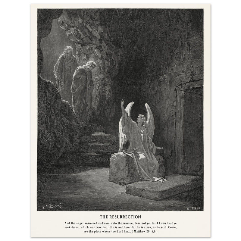 Gustave Dore The Bible engraving print . The Resurrection illustration .