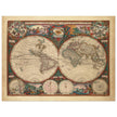 1660 Ancient old world map. Double hemisphere antique map reproduction.