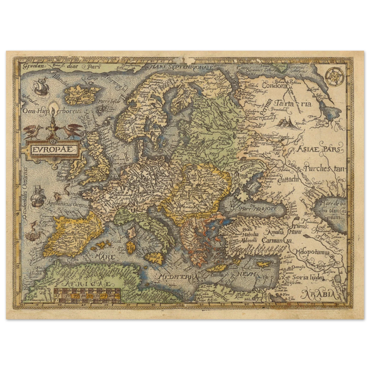 Old map poster of Europe Itinerarium orbis christiani by Michael Freiherr von Aitzing