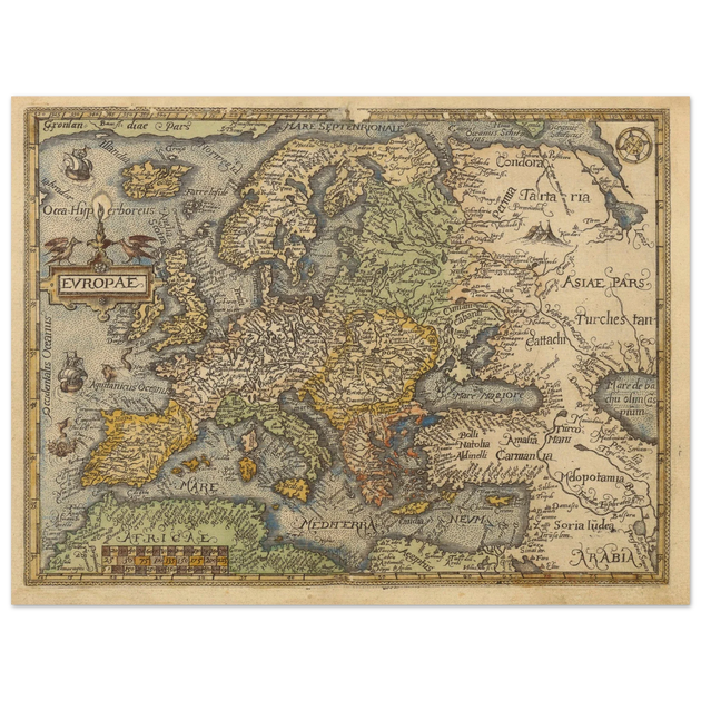 Old map poster of Europe Itinerarium orbis christiani by Michael Freiherr von Aitzing
