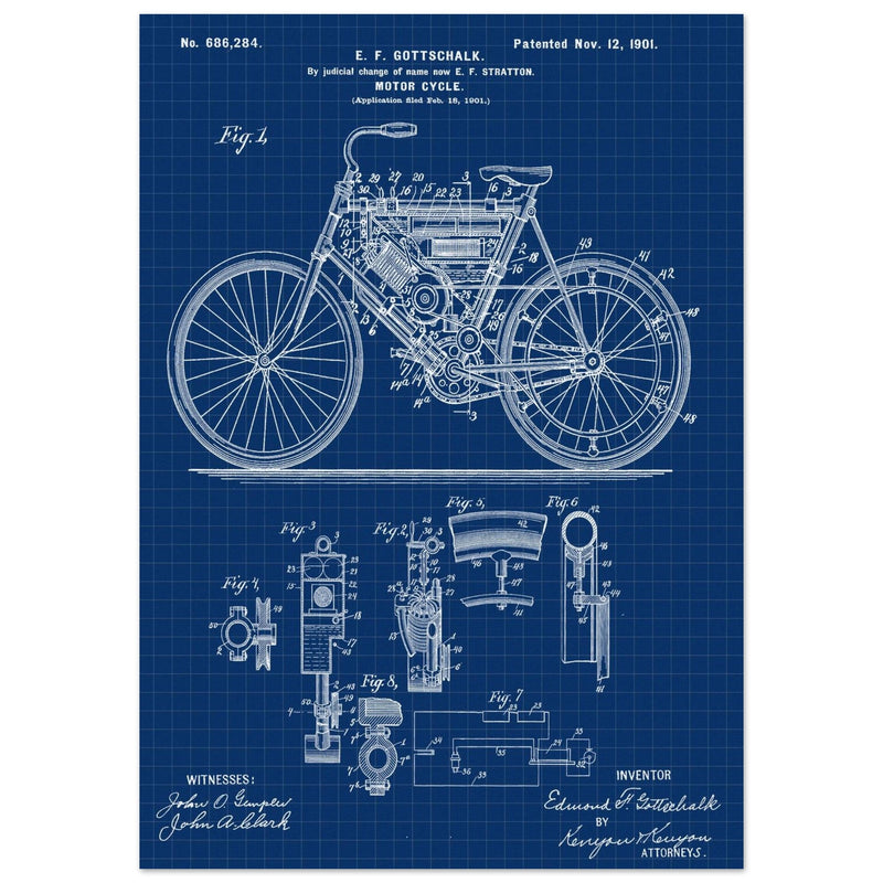 Motorcycle old patent 686284 by Gottschalk