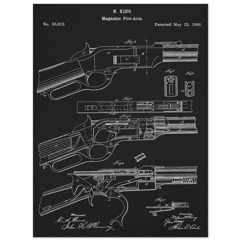 Magazine Fire arm patent 55012 by N kinf.