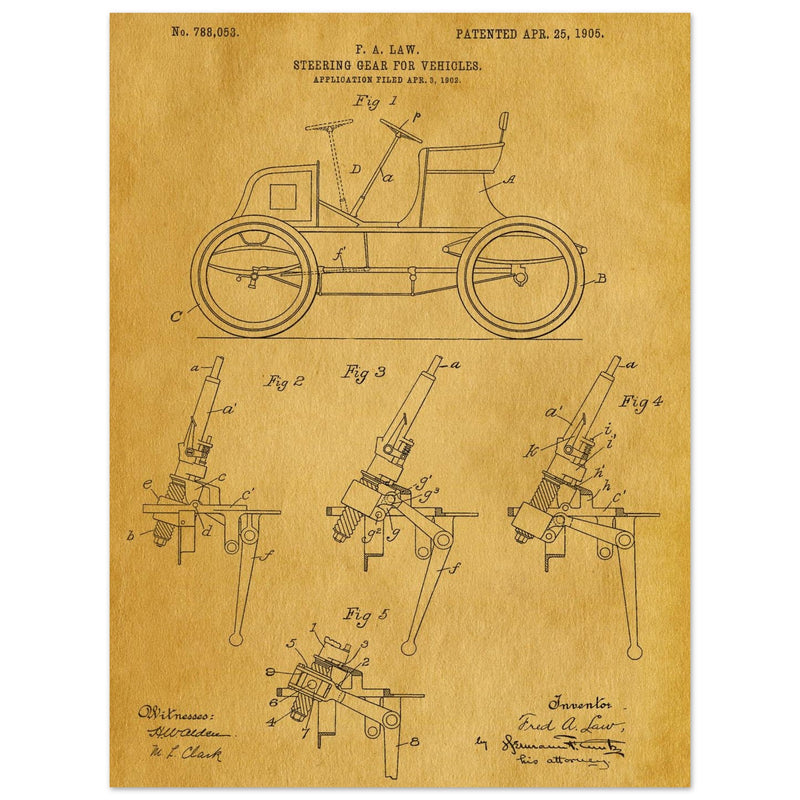 Steering Gear for vehicles patent illustration.