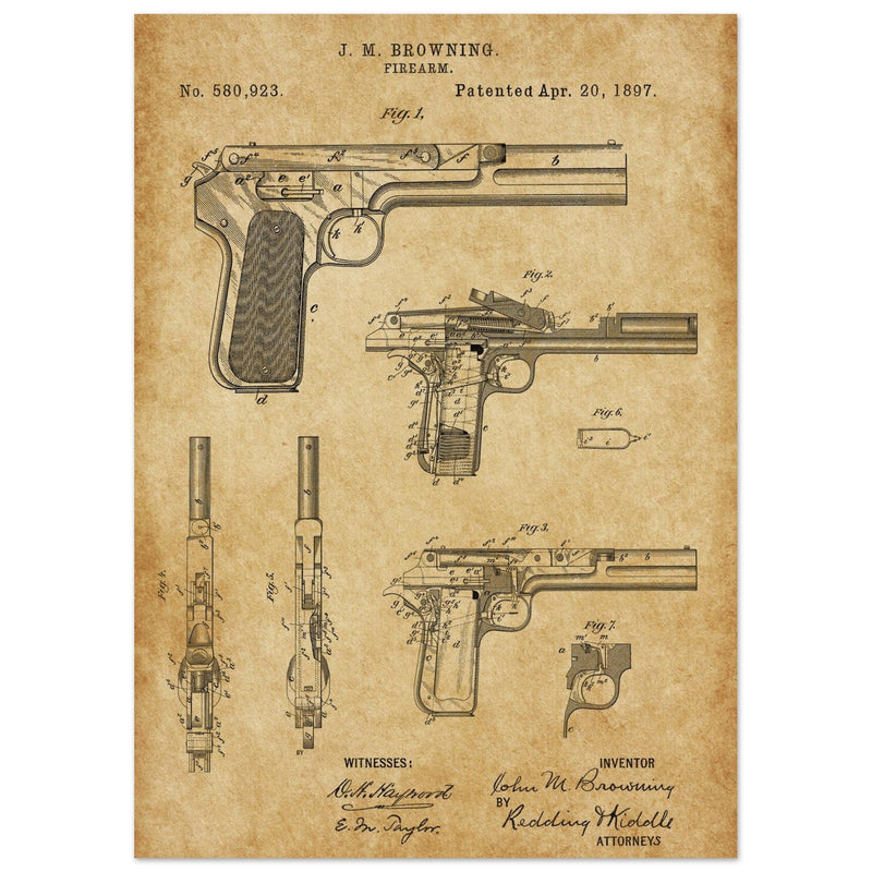Firearm patent by John Moses Browning 1897 .
