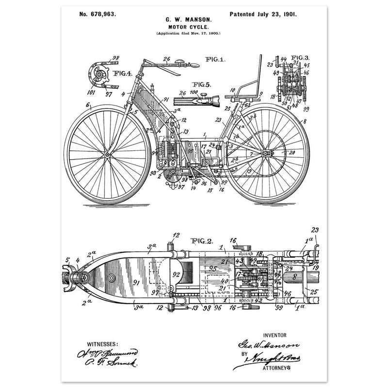 Motorcycle old patent by G. W Manson.