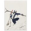 Skieuse a pied dans la neige by René Vincent. Female skier illustration.