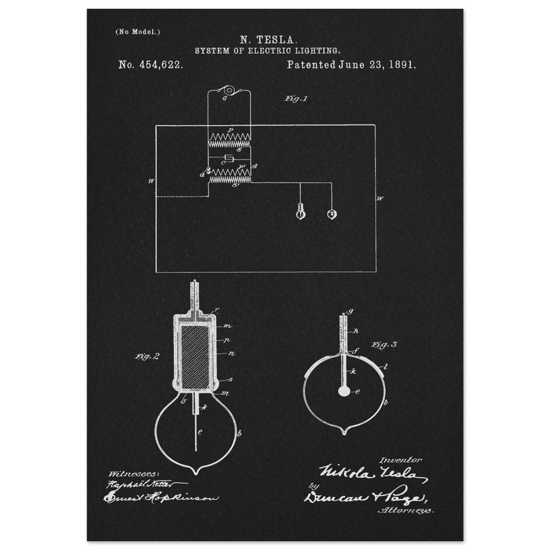 Electric Lighting patent  by Nikola Tesla.