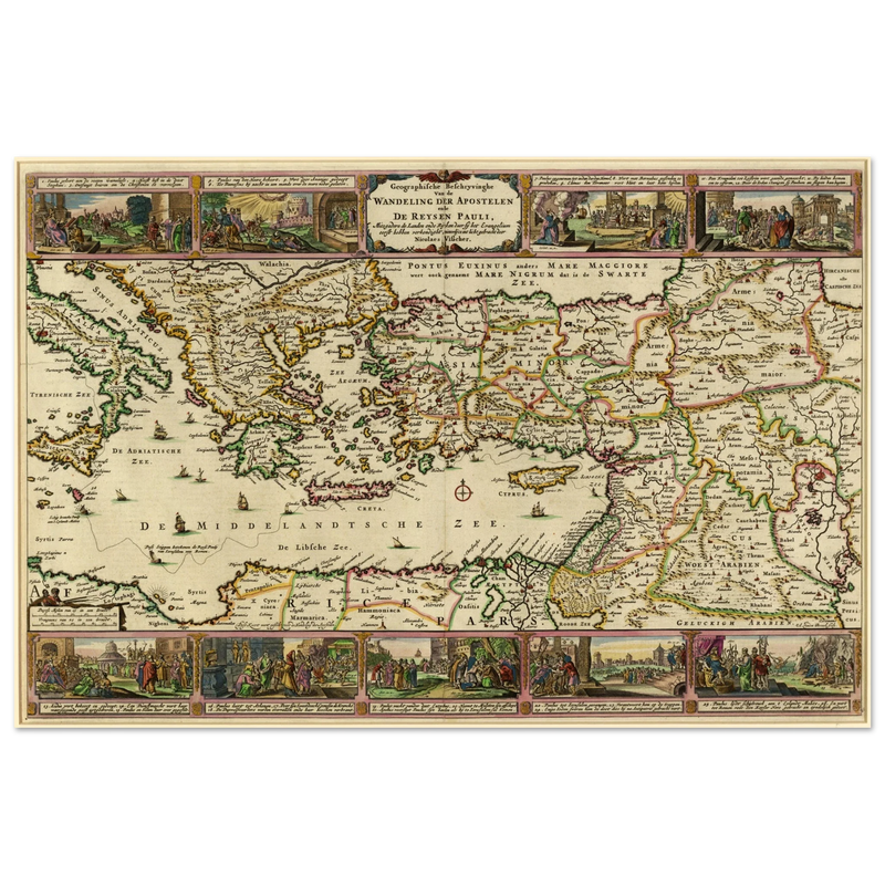 Ancient map Geographic Description of the Travels of the Apostles and the Journeys of Paul by Nicolaes Visscher