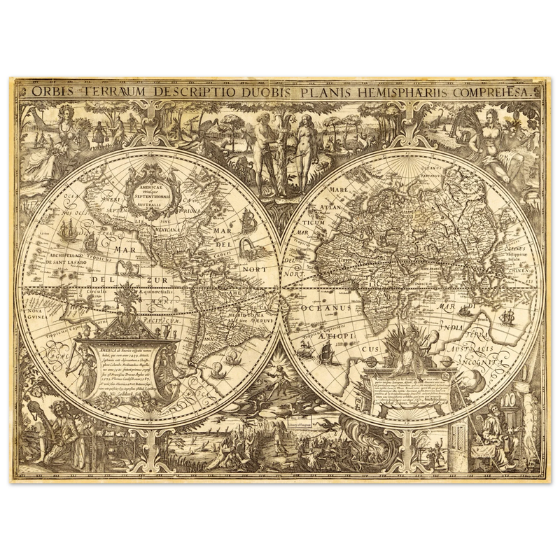 Ancient world map vintage reproduction of the XVII century by Nicolaes Geylekerck